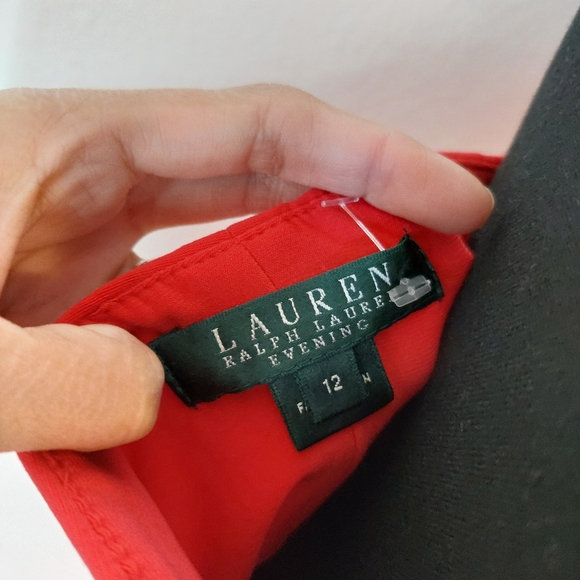 Lauren Ralph Lauren V-Neck Halter Long Banquet Evening Dress Size 12 - Picture 7 of 8